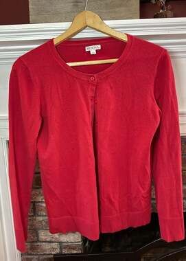 Merona Women's Red Crewneck Button-Front Cardigan Sweater